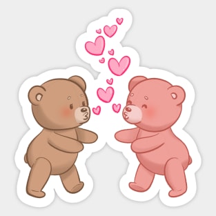 Cute Bears in Love Going to Kiss and Hug Sticker